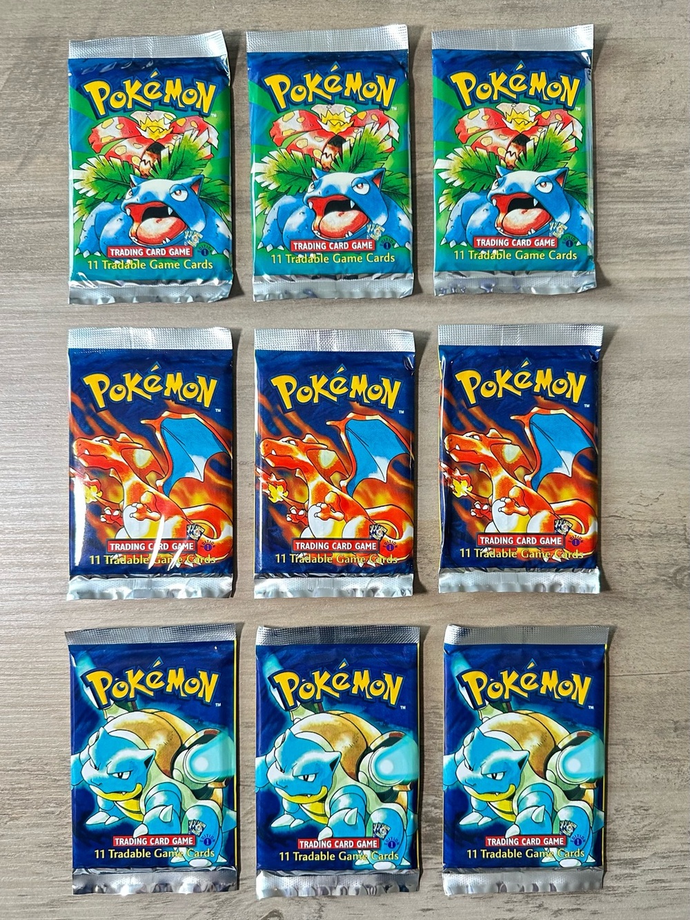Pokemon Lot of (9) Sealed Unopened Packs 1999 1st Edition Novelty Cards. Proxy.